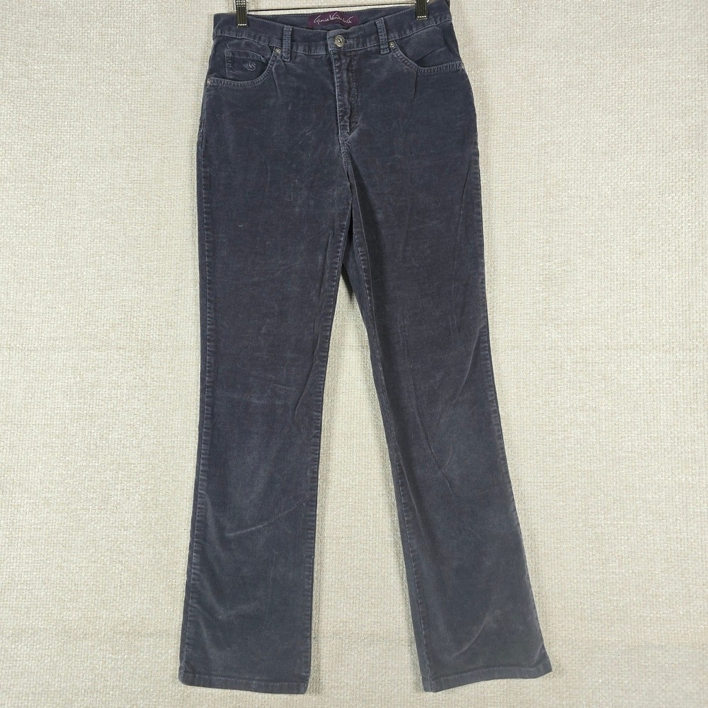 Gloria Vanderbilt Womens Gray Corduroy Straight Leg Pants Size 6 Average